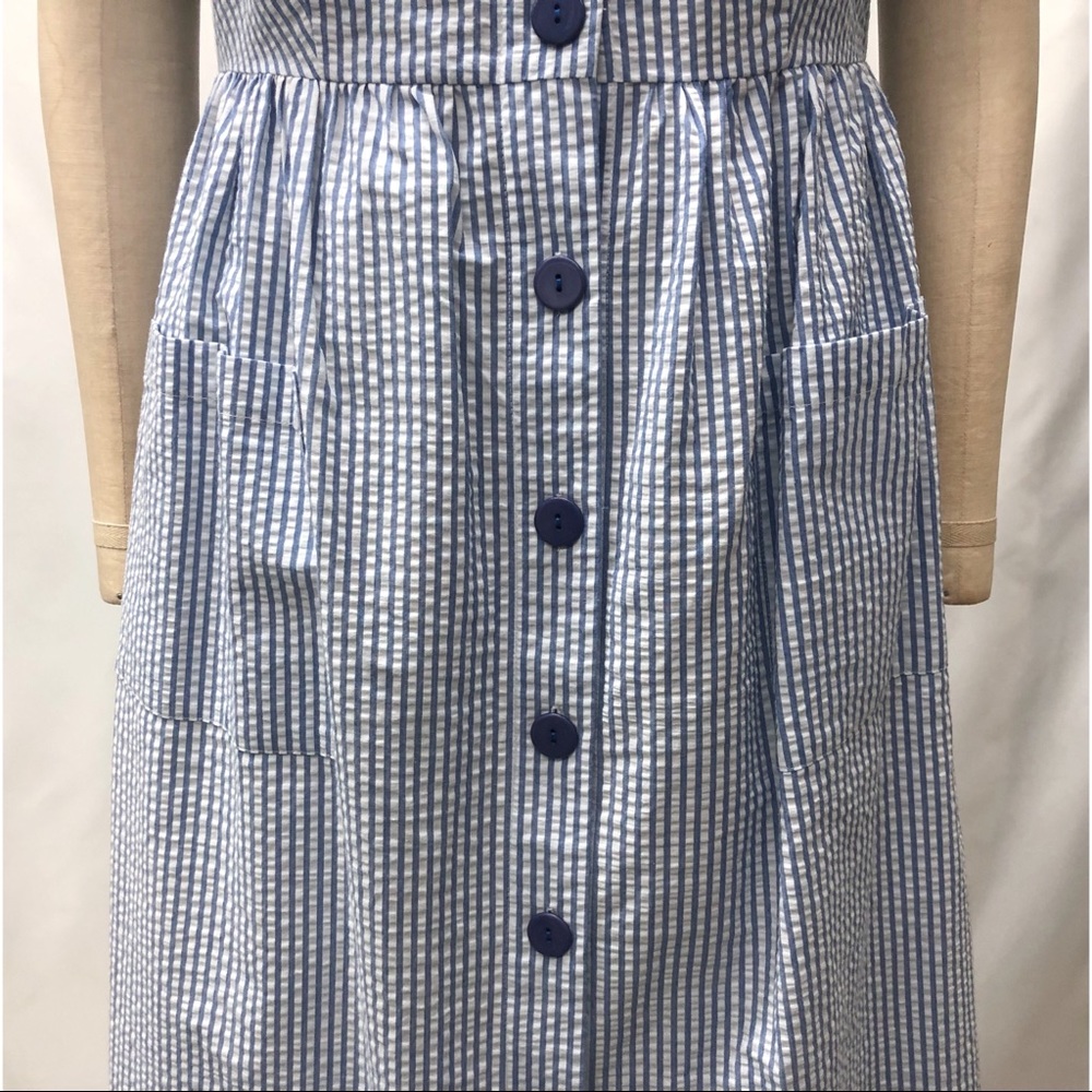The Vermont Country Store Blue Seersucker Dress - Picture 6 of 11